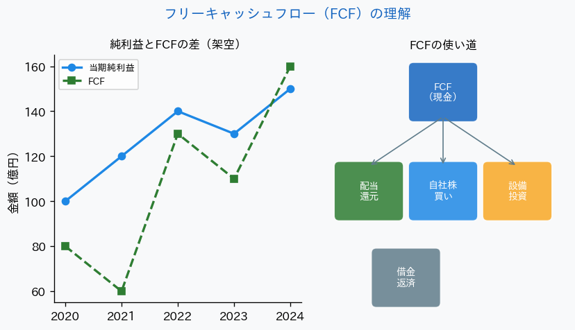 フリーキャッシュフロー 純利益との差 FCFの使い道